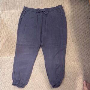 Johnny Was Gray Track Pants with Elastic Cuffs and Drawstring Waistband